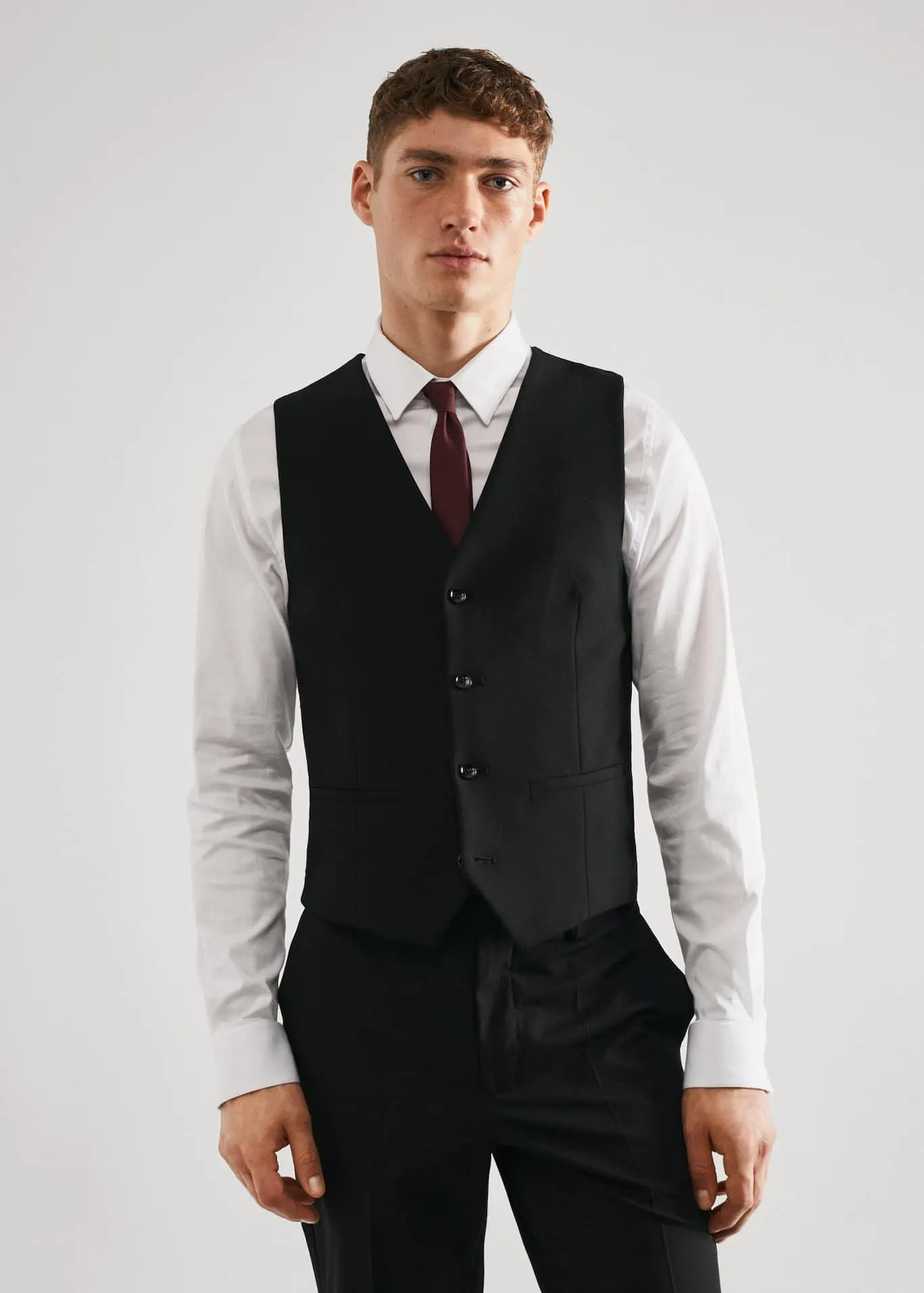 Super slim-fit stretch fabric suit vest