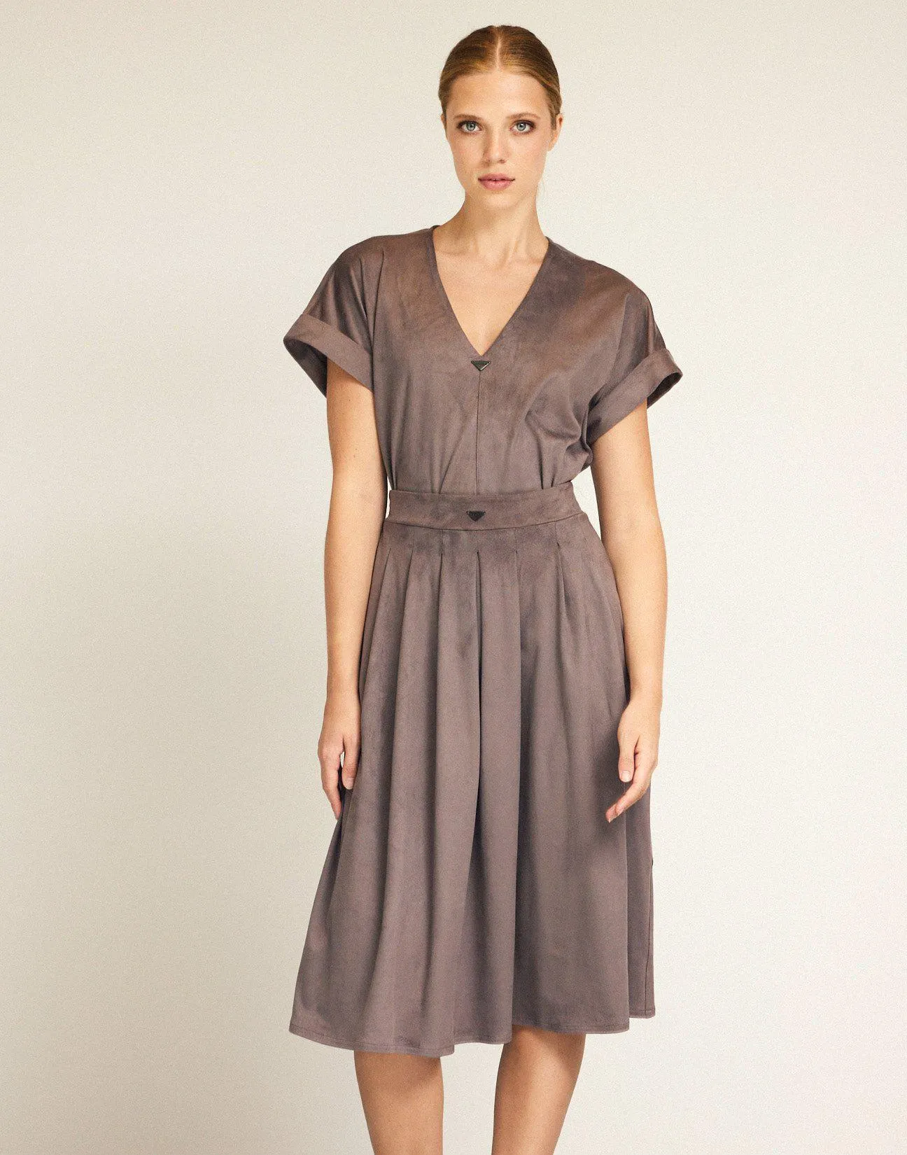 Μίντι faux suede φούστα