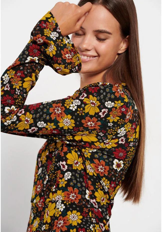 Φλοράλ μίνι φόρεμα με βολάν