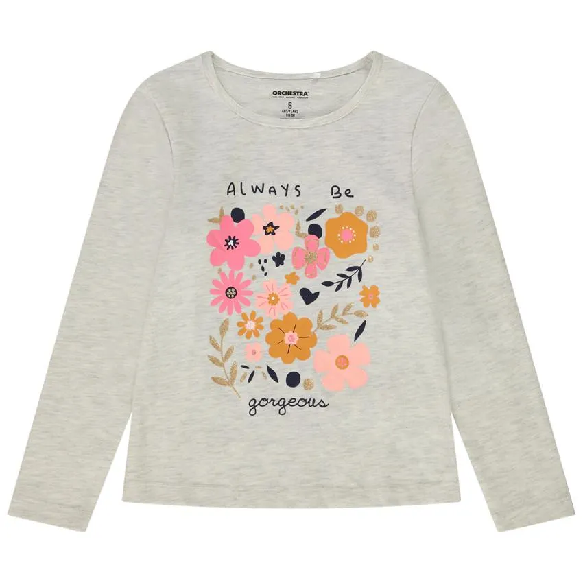 T-shirt manches longues print fantaisie et glitter pour fille