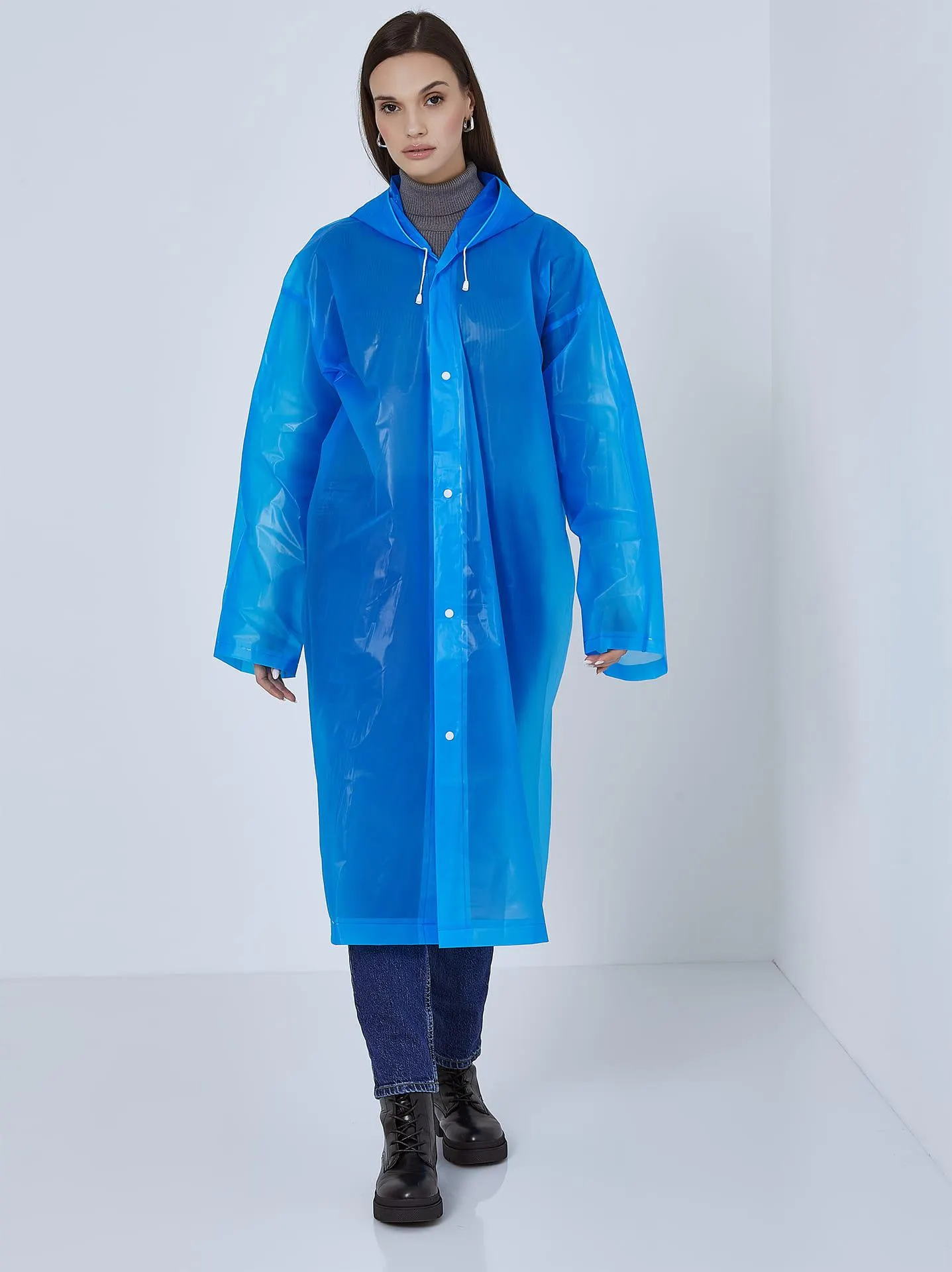 Αδιάβροχο με κουκούλα unisex σε μπλε