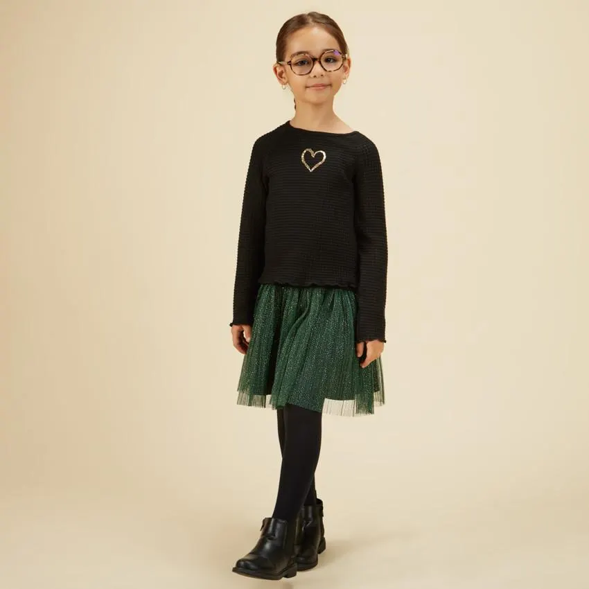 Robe bi-matière pour fille