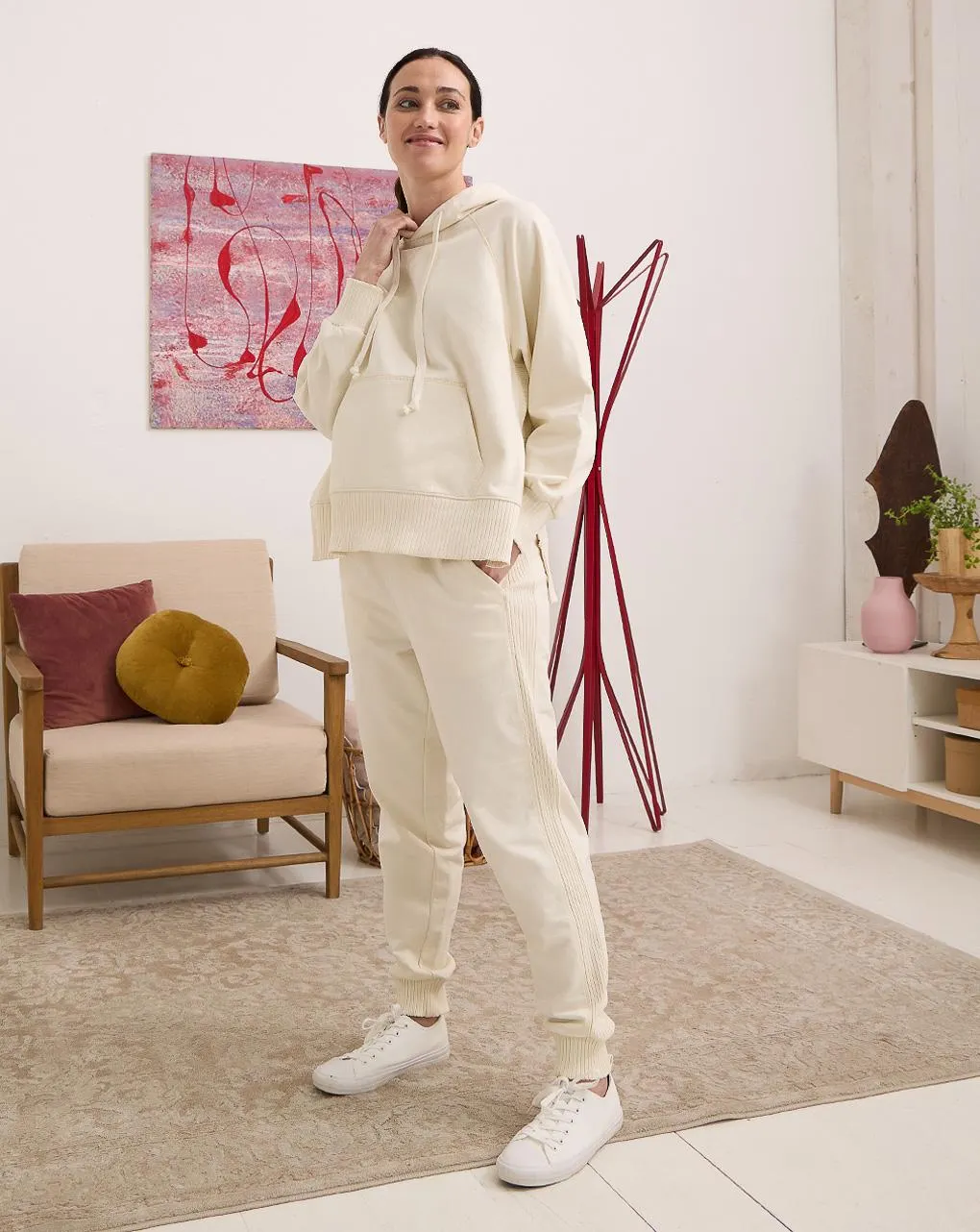 Γυναικείο παντελόνι φούτερ εγκυμοσύνης ιβουάρ