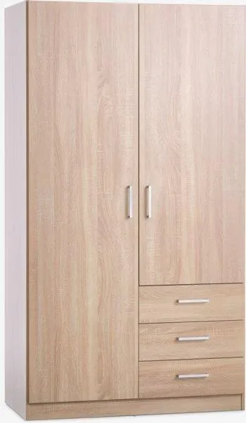 Armario FANDRUP 97x176 2 puertas 3 cajones color roble claro