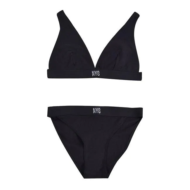 Σετ Παιδικό Σουτιέν & Σλιπάκι Ribbed Μαύρο Patch "NYC" (12-14 Ετών) - 2 τμχ.