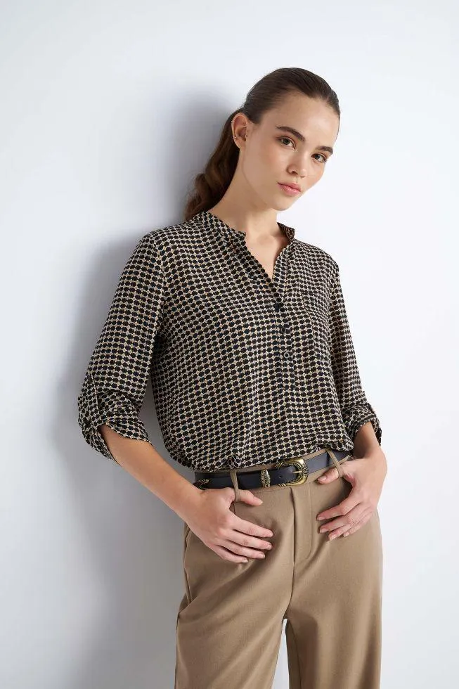 Τουνίκ εμπριμέ με τσέπη Black