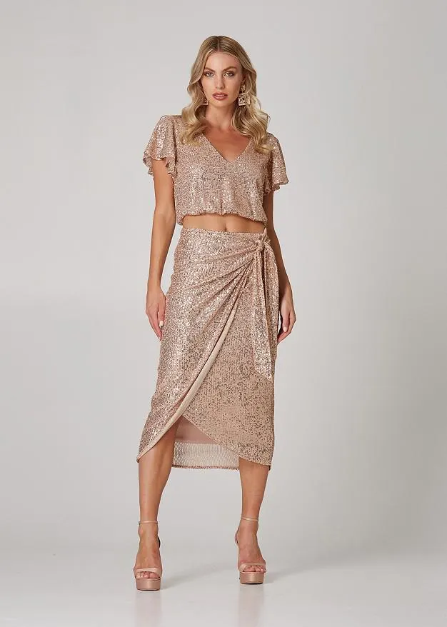 Κροπ τοπ με παγιέτες και βολάν