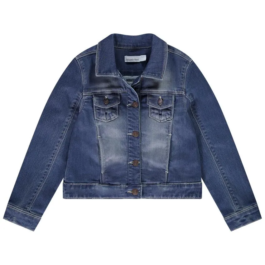 Μπουφάν effet Jean molleton με τσέπες για κορίτσι