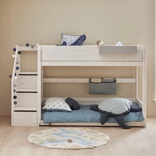 Low bunk bed with stepladder