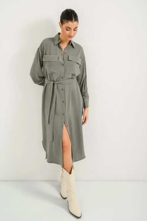 Midi σεμιζιέ φόρεμα