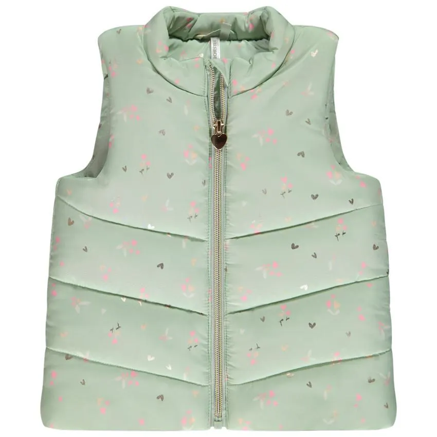 Μπουφάν αμάνικο με σχέδιο λουλούδια/καρδιές για bebe κορίτσι