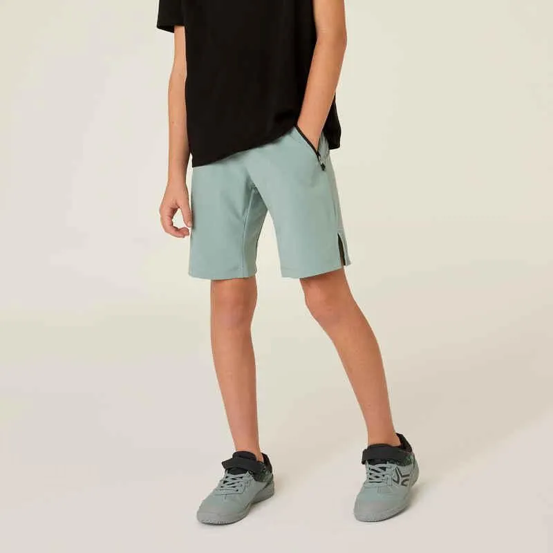 Boys' Breathable Synthetic Shorts W500 - Khaki