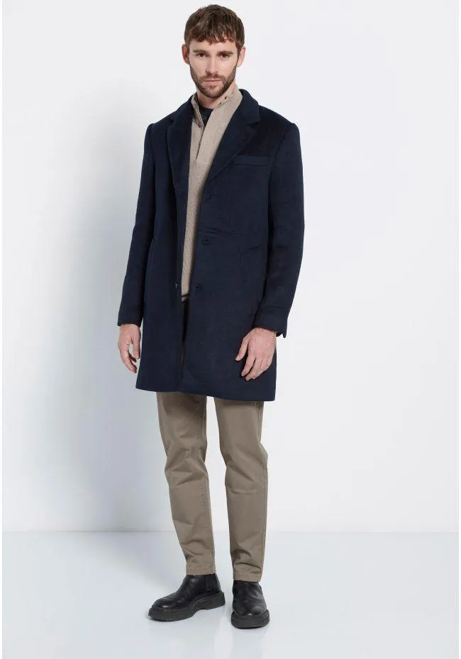 Ανδρικό παλτό με μίξη από μαλλί - Marron label