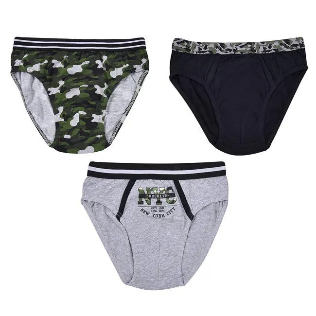 Σετ Σλιπάκια Παιδικά Βαμβακερά Γκρι Μαύρο Στρατιωτικό - 3 τμχ.