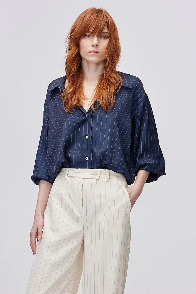 Satin striped overshirt