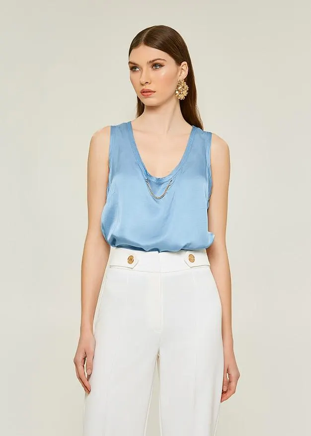 Αμάνικη μπλούζα σε σατέν όψη