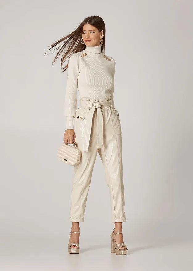 Πουλόβερ ζιβάγκο με διακοσμητικά κουμπιά