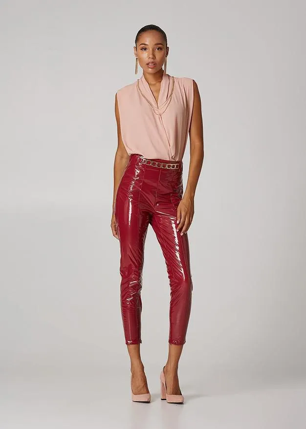 Vinyl look κολάν με διακοσμητική αλυσίδα