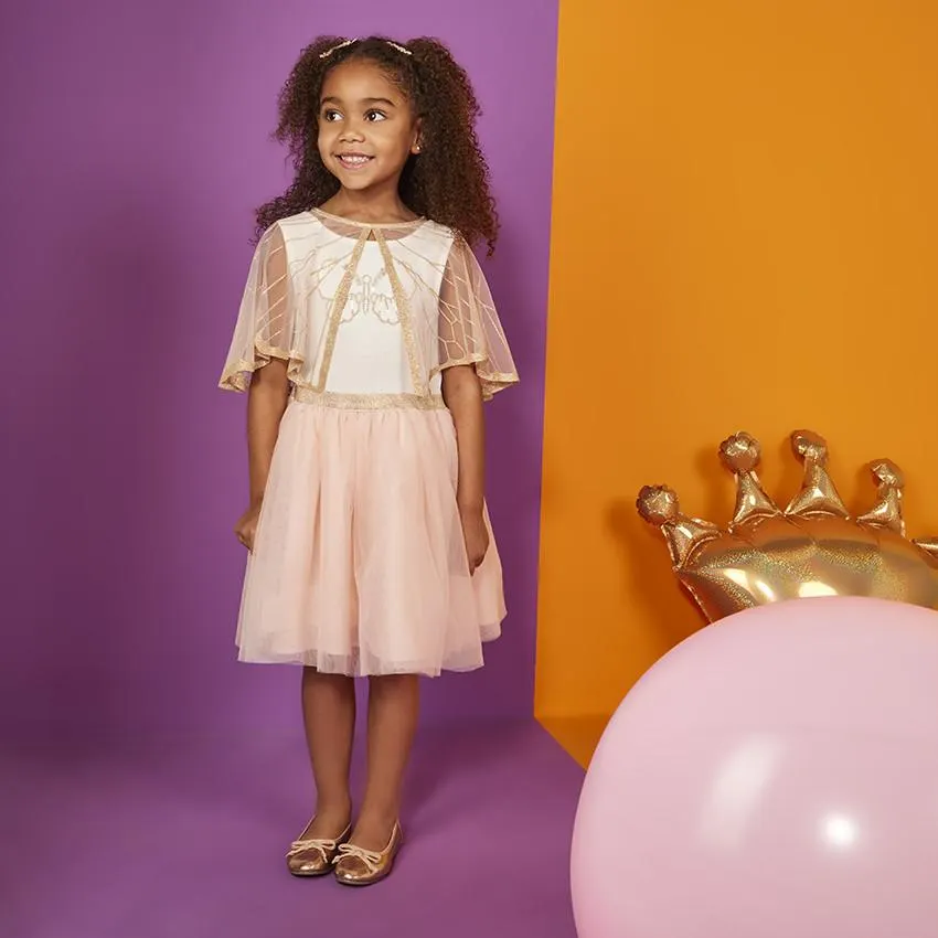 Γιορτινό φόρεμα με κάπα με τούλι glitter wings effect για κορίτσι