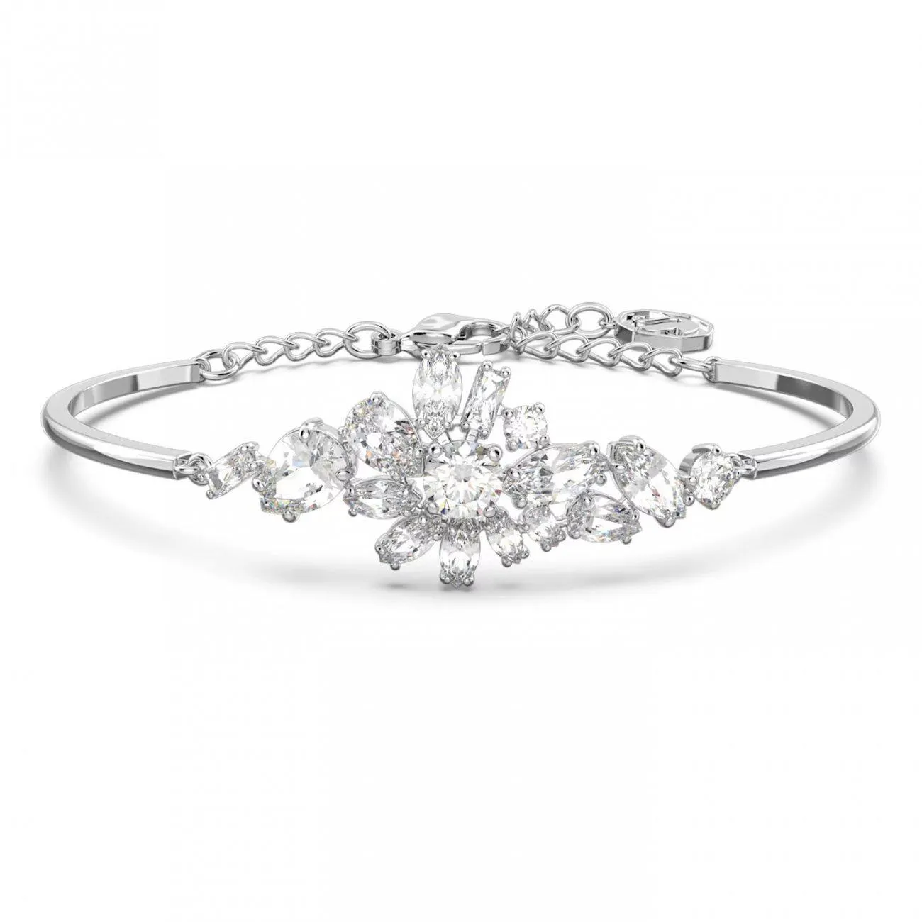 Άκαμπτο βραχιόλι Gema Λουλούδι, Λευκό, Επιμετάλλωση ροδίου