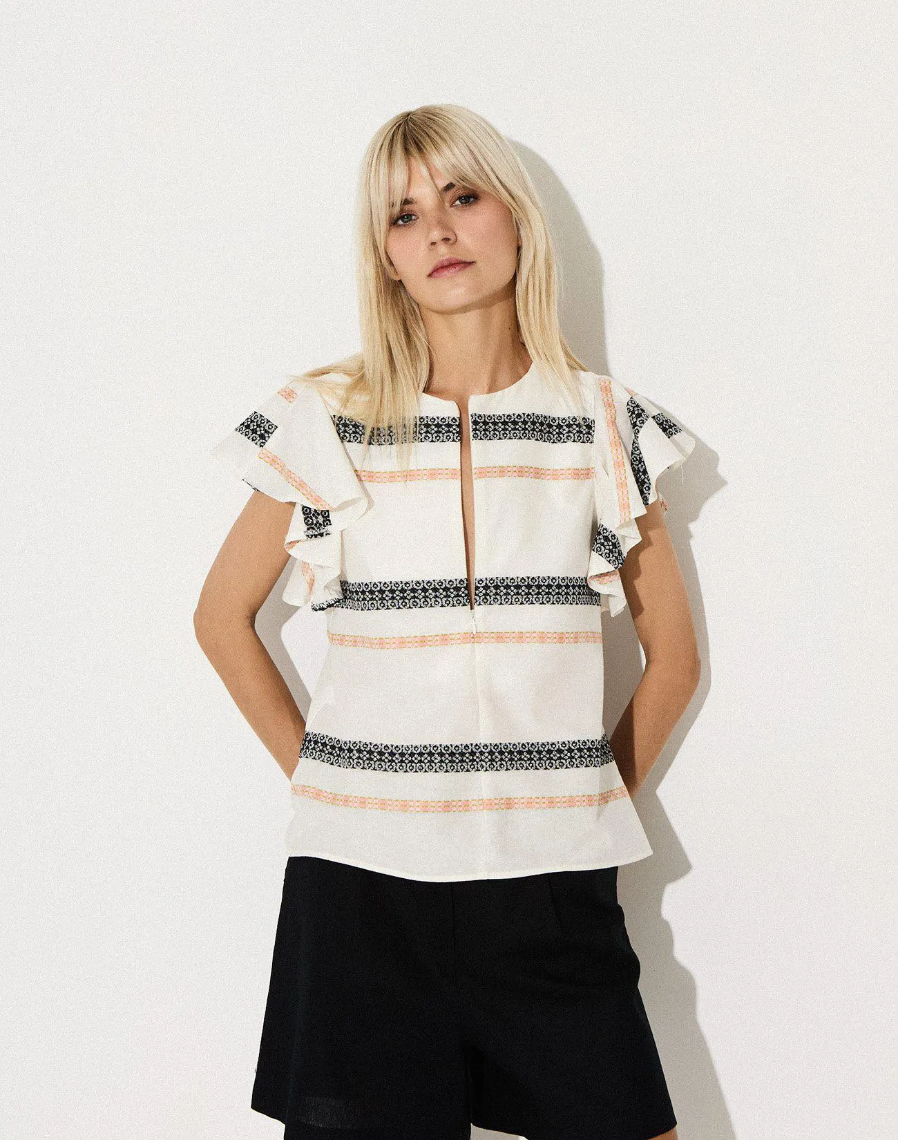 Μπλούζα ζακάρ με φερμουάρ