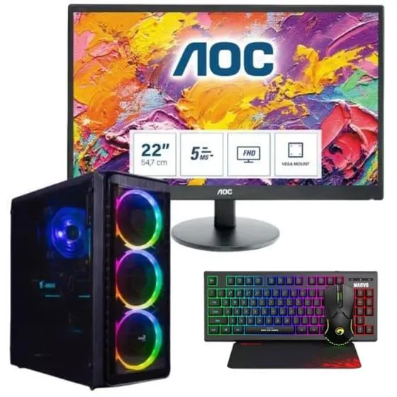 Desktop Vengeance Aero-o2 (Ryzen 5-5600G/16GB/512GB SSD/Radeon Vega Graphics/FreeDOS) & οθόνη 22" & Σετ πληκτρολόγιο/ποντίκι