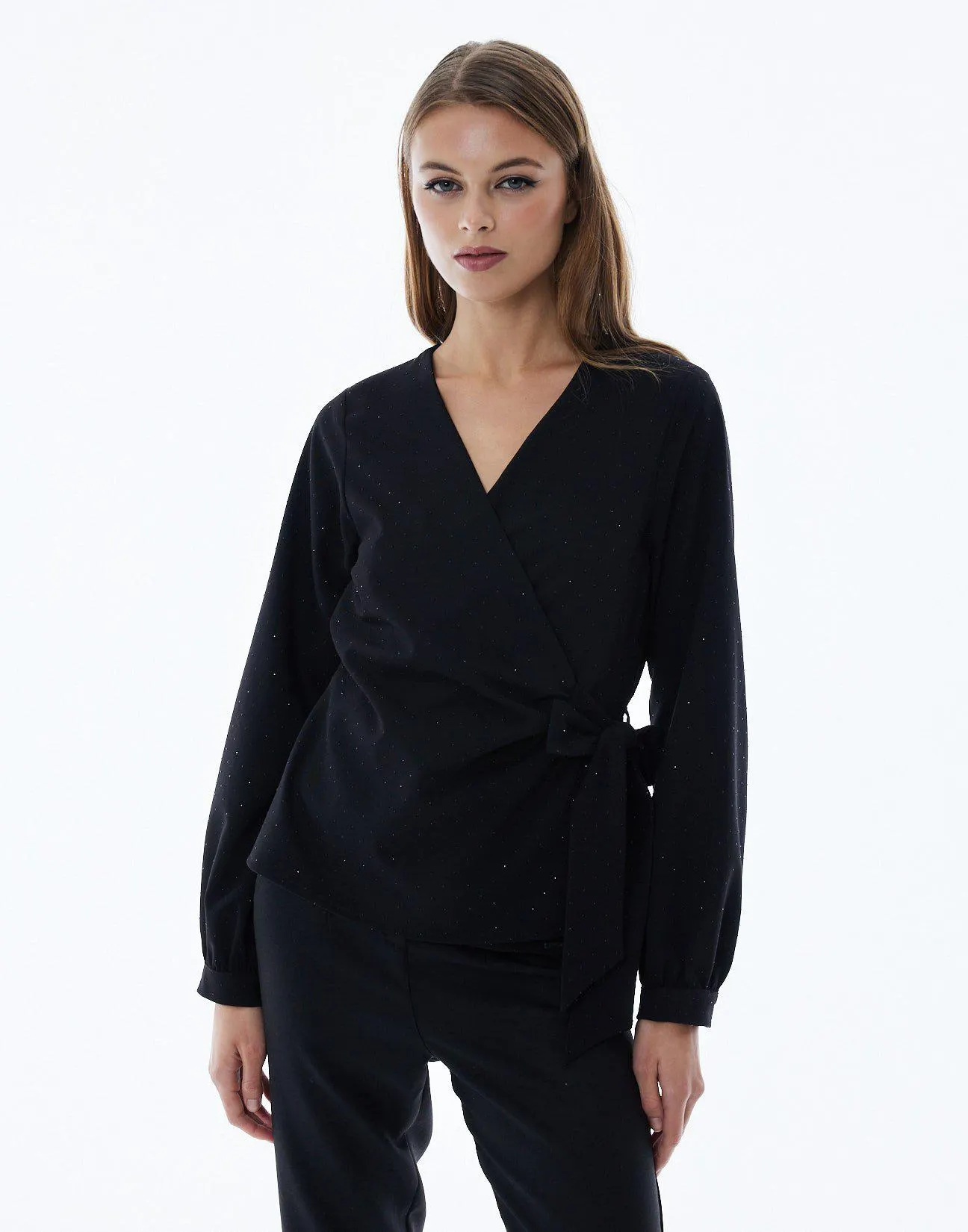 Μπλούζα κρουαζέ με στρας