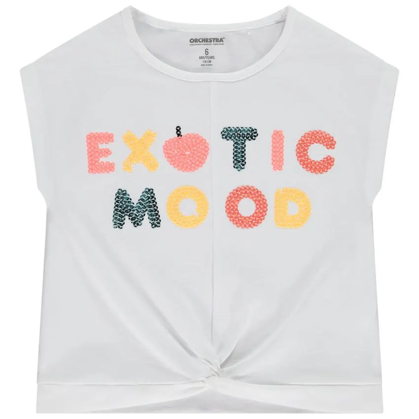 T-shirt manches courtes à sequins effet noué pour fille