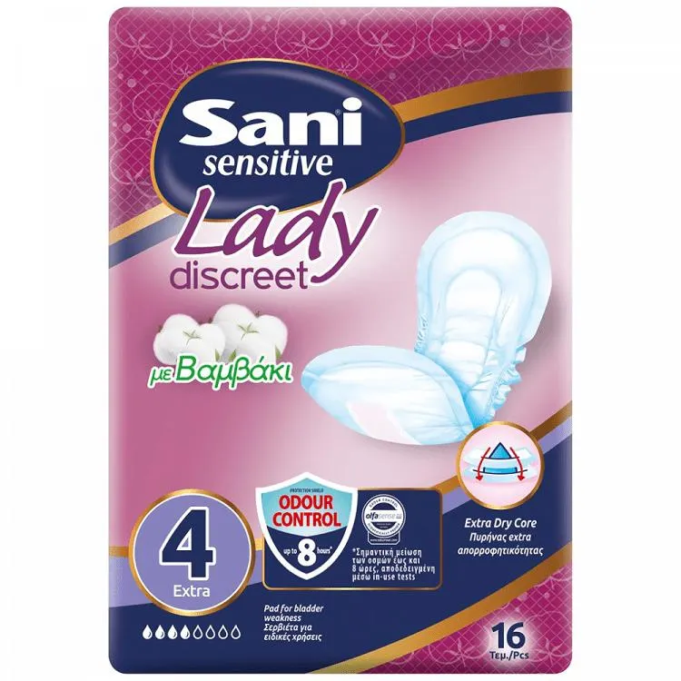 Sani Lady Sensitive Σερβιέτες Ακράτειας Extra No4 16τεμ