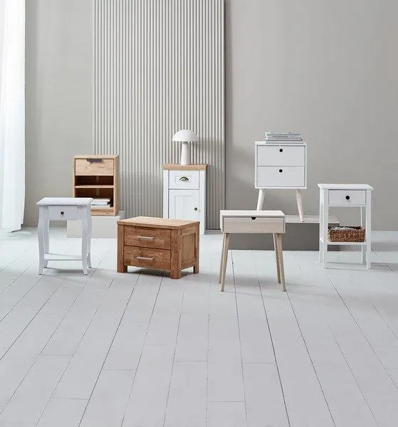 Κομοδίνο OPLEV 2 συρτάρια λευκό/πεύκο