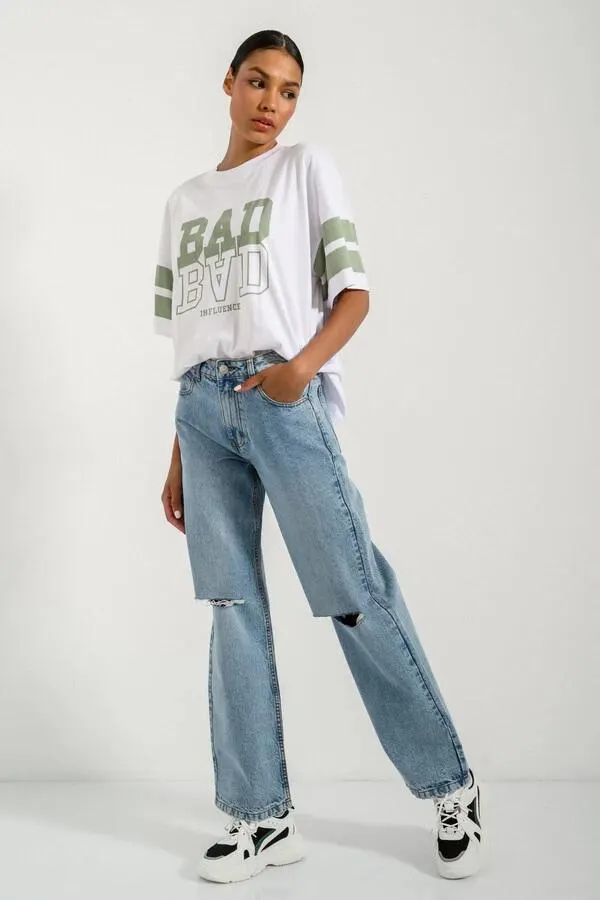 Wide leg ντένιμ με σκισίματα