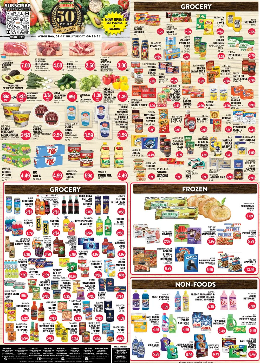 Weekly ad Carnicerias Jimenez Sales from September 17 to September 23 2025 - Page 1