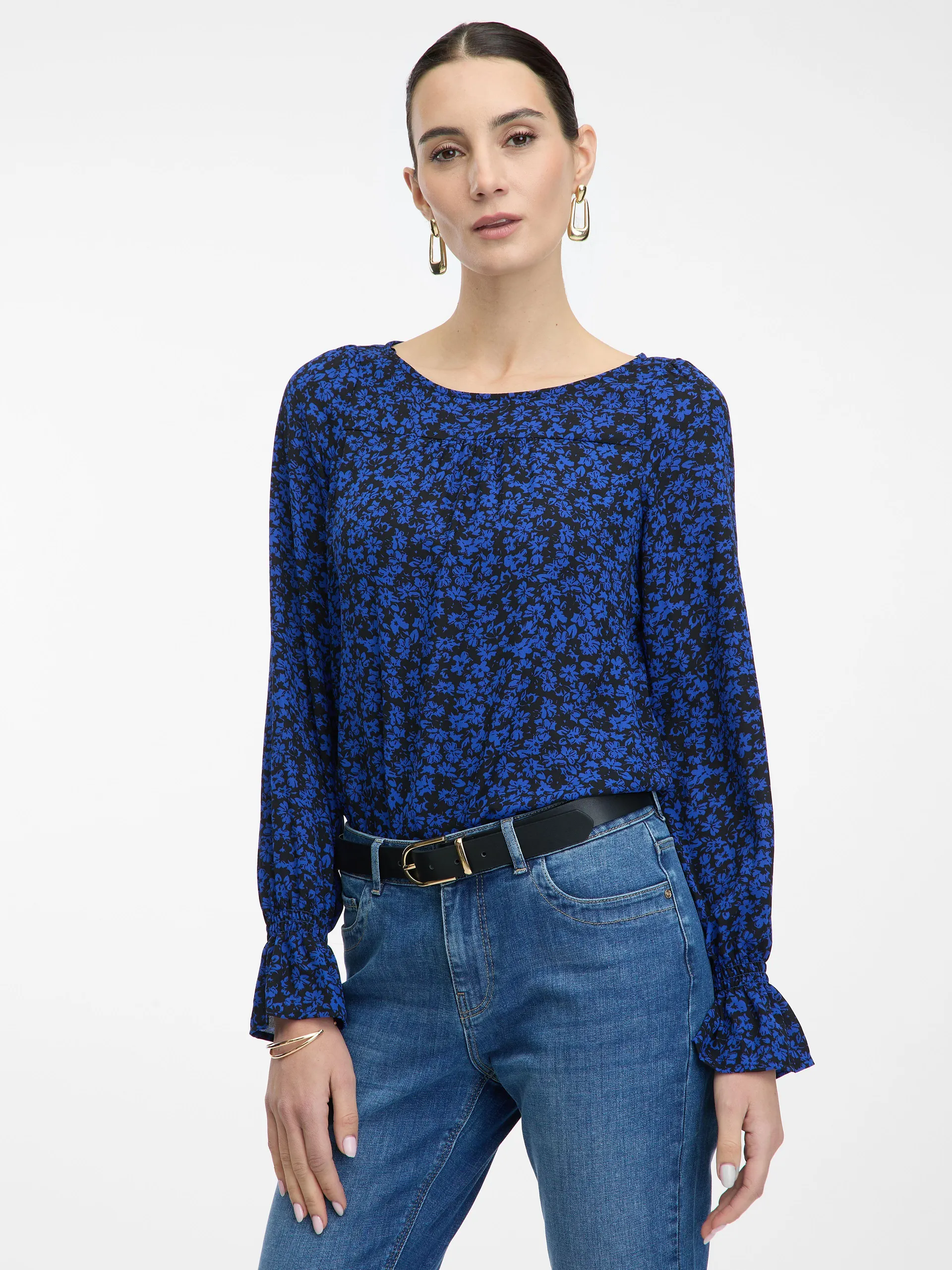 Crno-plava ženska cvjetna bluza ORSAY
