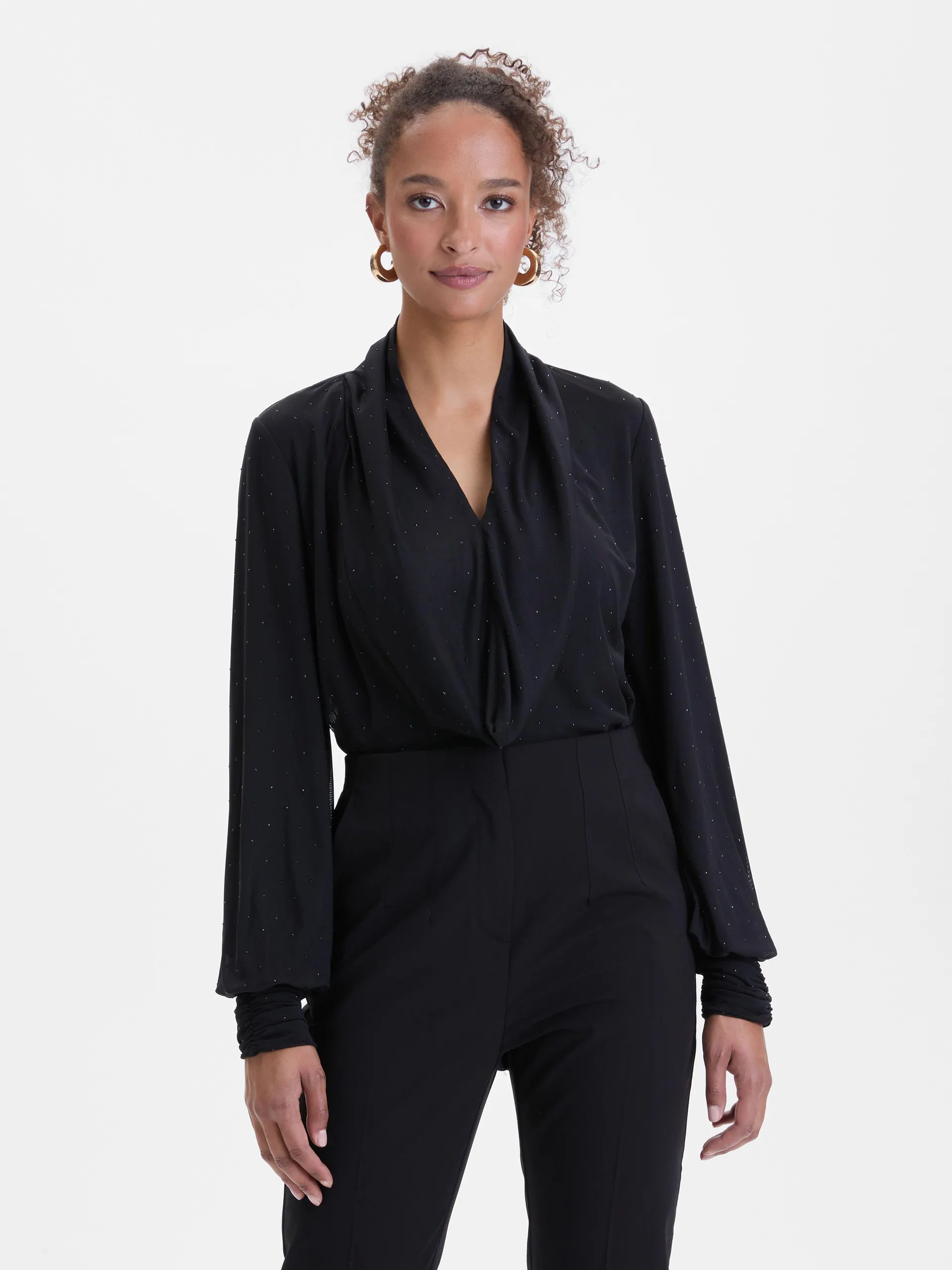 Crna ženska bluza sa kamenčićima ORSAY