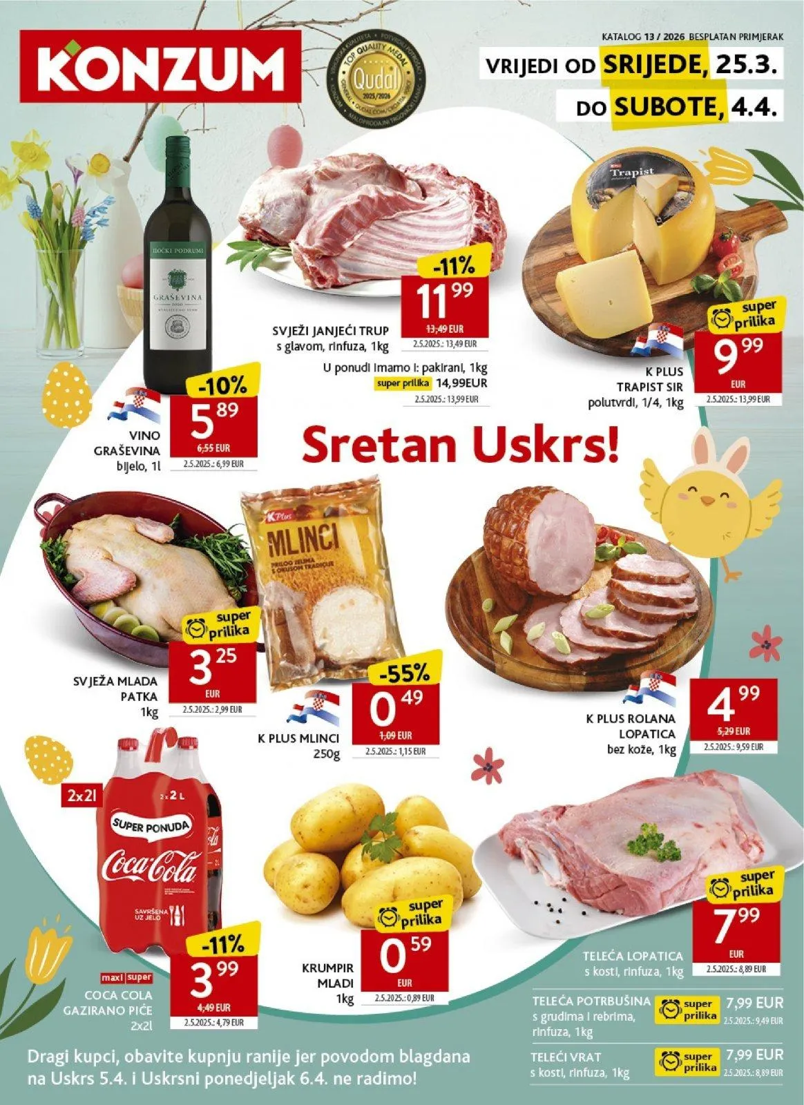 Katalog Konzum katalog do 04.04.2026 od 26. ožujka do 4. travnja 2026. - Pregled Stranica 1