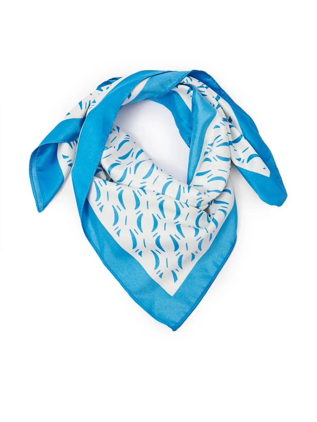 Plavo-bijeli ženski satenski šal s uzorkom ORSAY