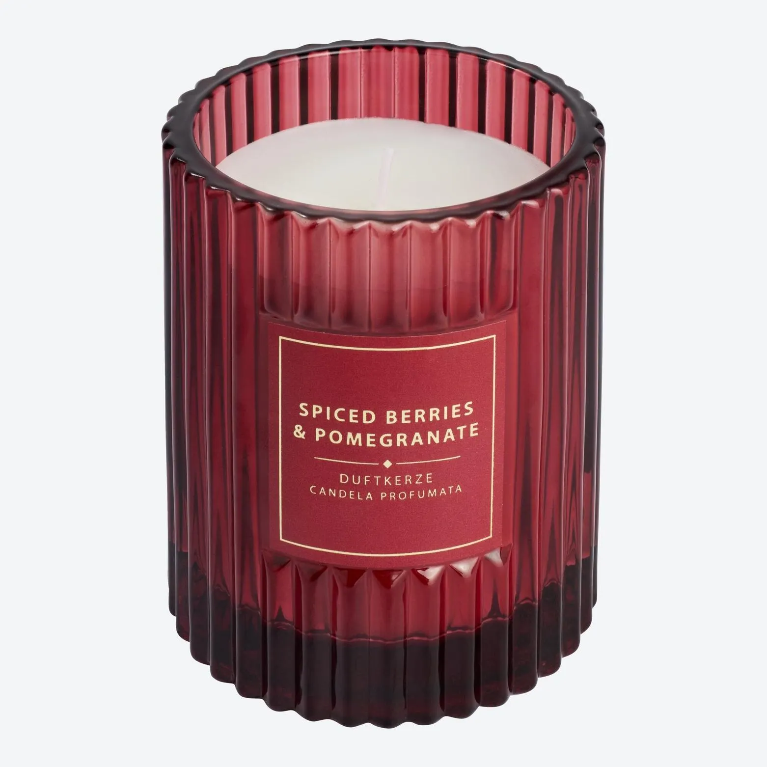 Duftkerze im Glas mit Rillen, ca. 8x9 cm