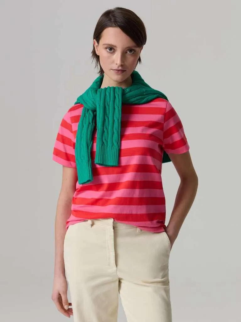 Red/Pink Striped cotton T-shirt