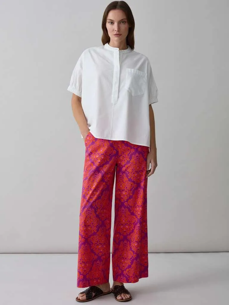 Orange/Purple Wide-leg trousers with print