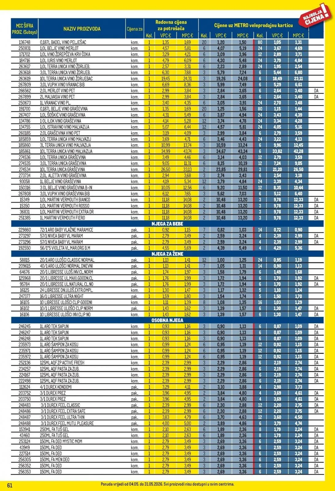 Katalog Metro katalog do 01.06.2026 od 8. svibnja do 1. lipnja 2026. - Pregled Stranica 61