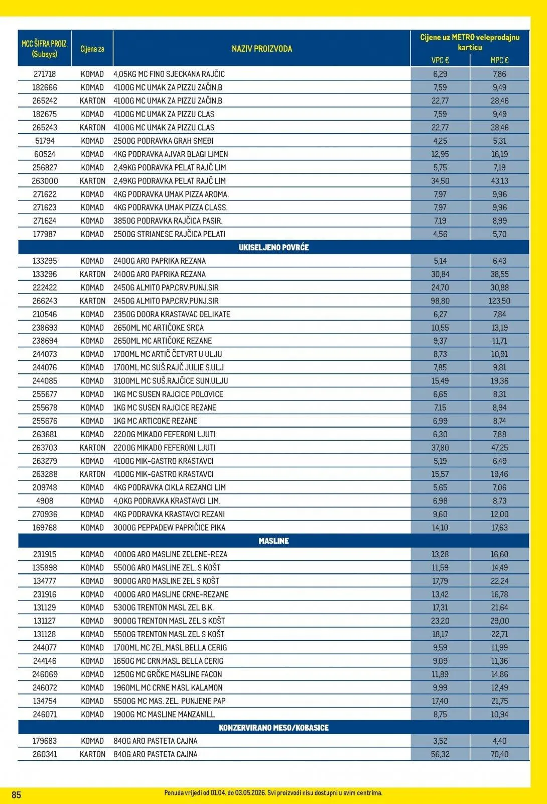 Katalog Metro katalog do 03.05.2026 od 2. travnja do 3. svibnja 2026. - Pregled Stranica 85
