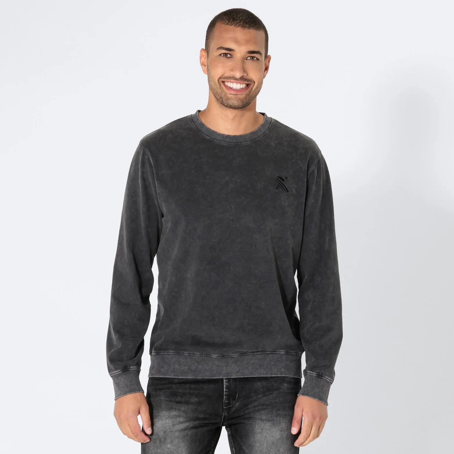 Herren-Sweatshirt im Acid-Washed-Design