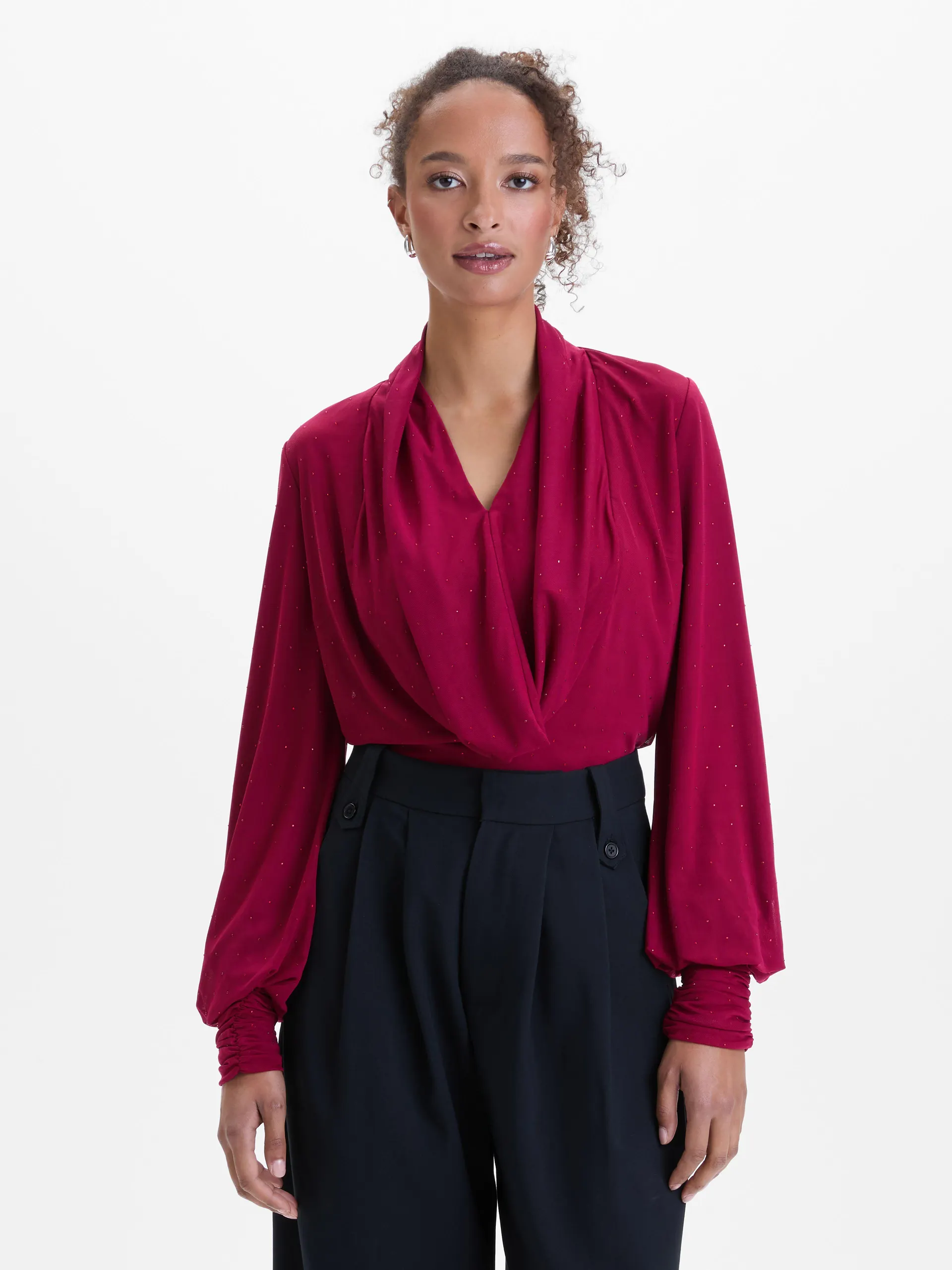 Bordo ženska bluza sa kamenčićima ORSAY