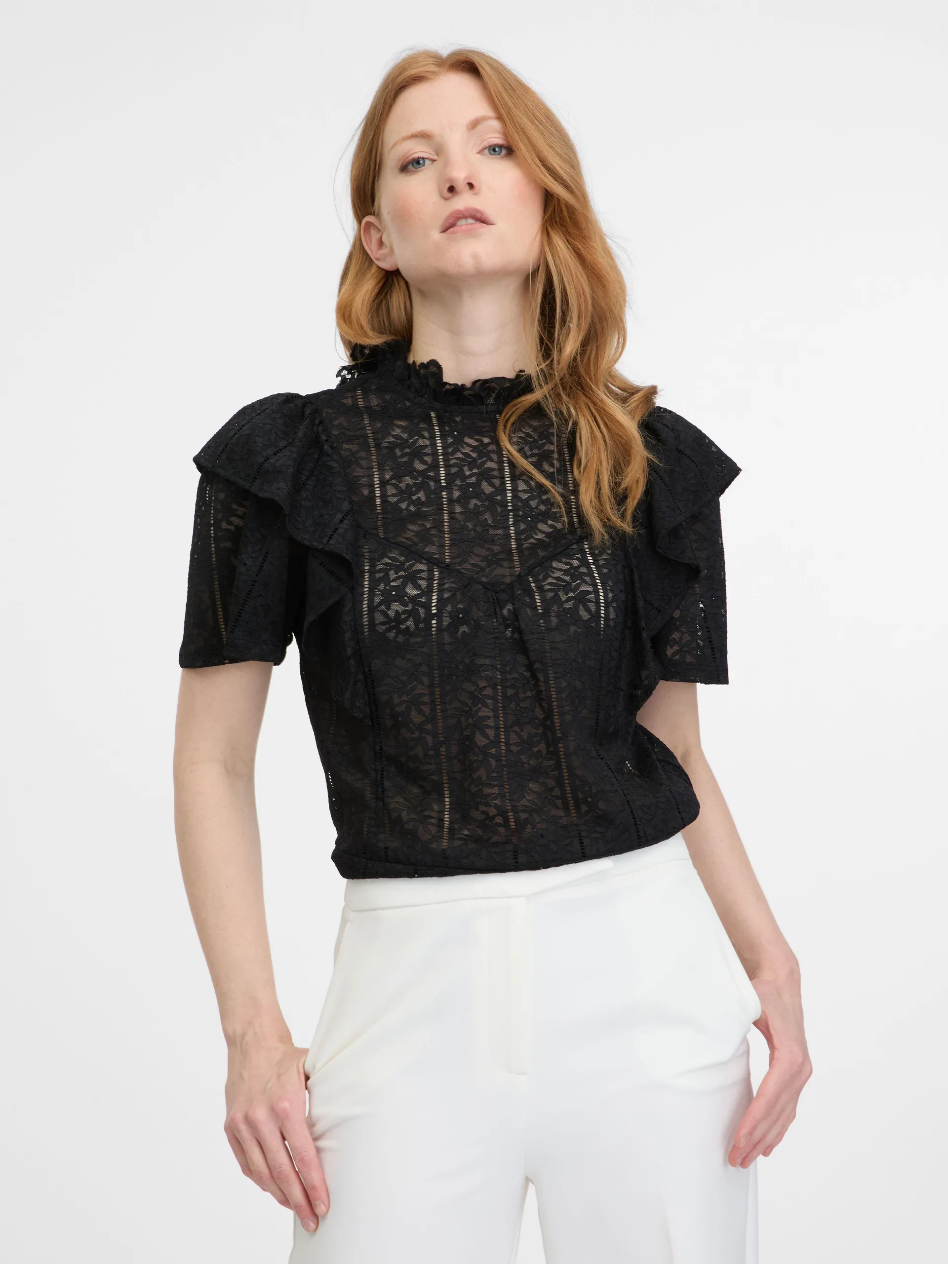 Crna ženska čipkasta bluza ORSAY