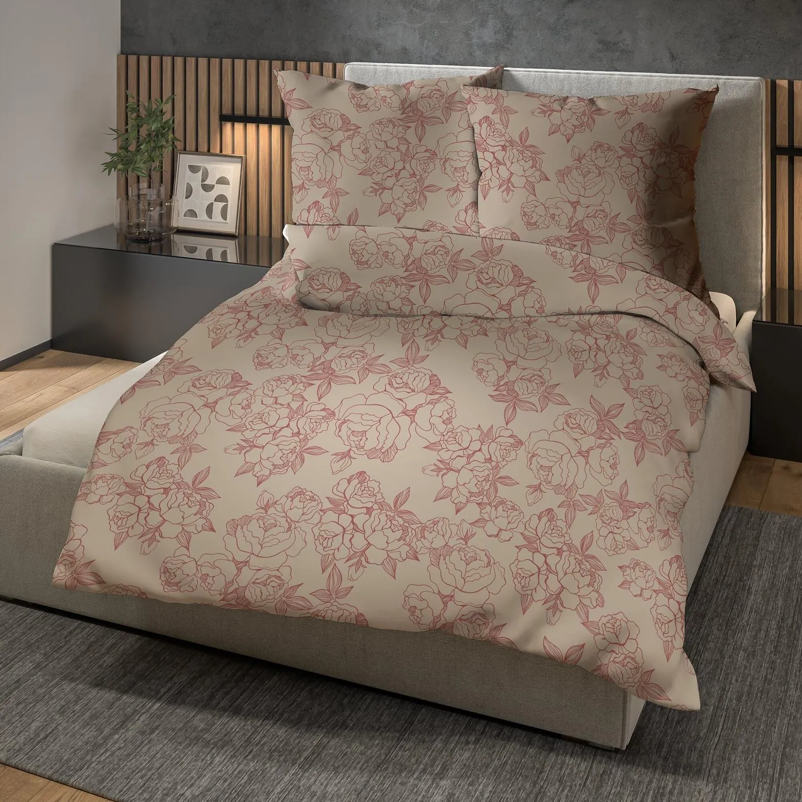 Biber-Bettwäsche-Garnitur mit hohem Baumwollanteil