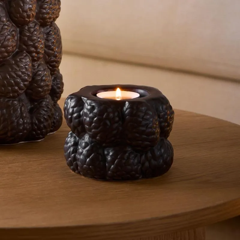 Kerzenhalter mit Zapfen-Design, ca. 7,3x9,8x9,4cm