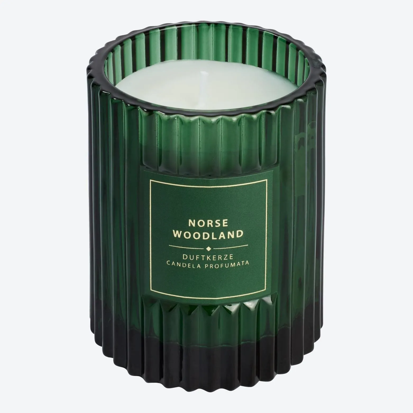 Duftkerze im Glas mit Rillen, ca. 8x9 cm