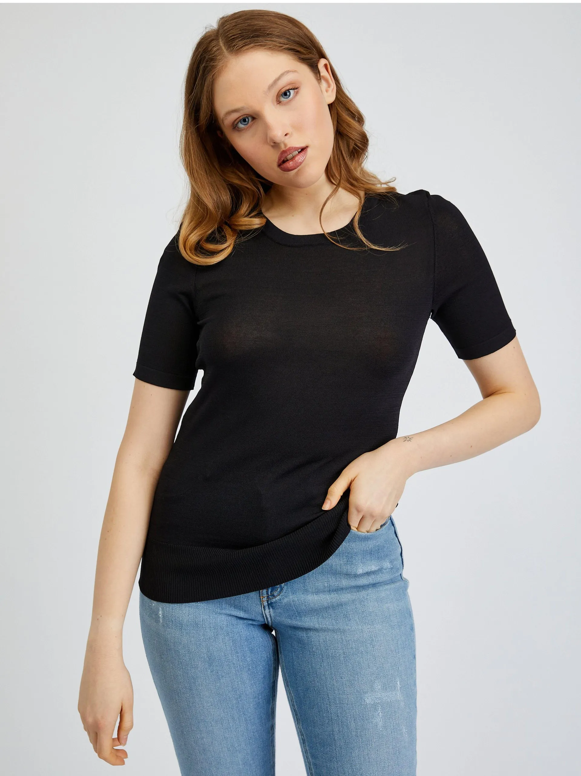 Crna ženska pletena majica ORSAY