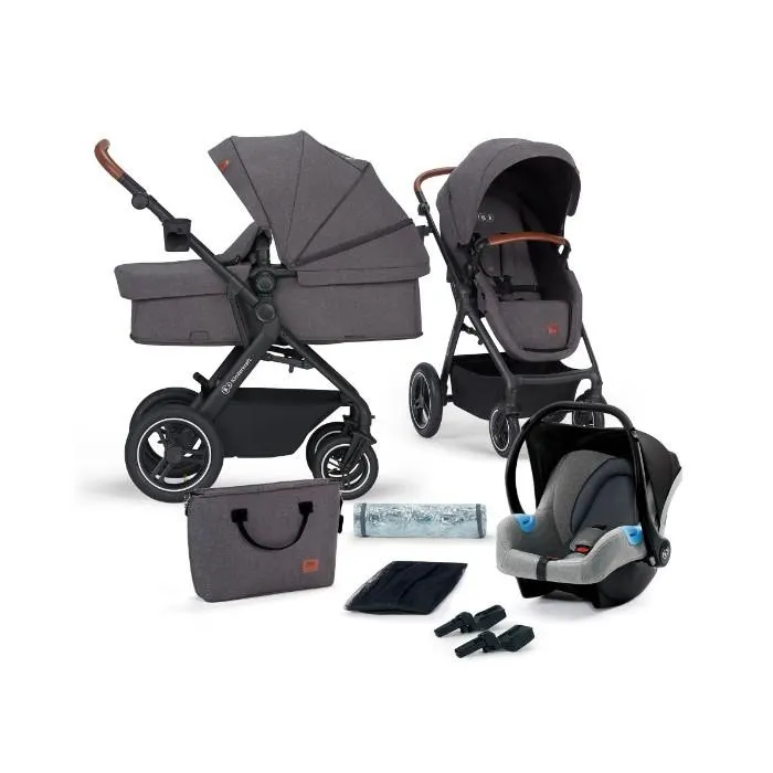 Kinderkraft kolica 3u1 B-Tour + košara + autosjedalica - Dark Gray
