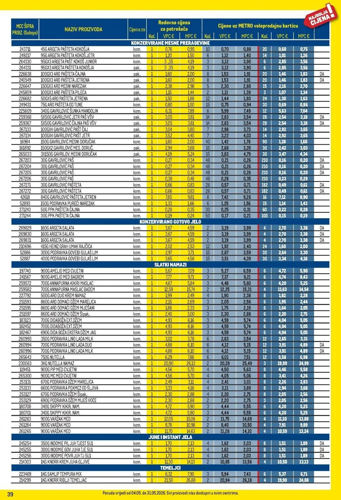 Katalog Metro katalog do 01.06.2026 od 8. svibnja do 1. lipnja 2026. - Pregled Stranica 39